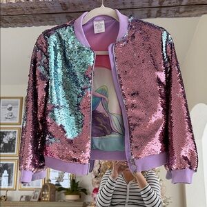 Disney Pink and Blue Sequin Ariel Kids Zip-Up Jacket